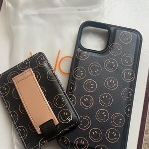 Wallis Black and Tan Smiley Face Phone Case with Card Holder